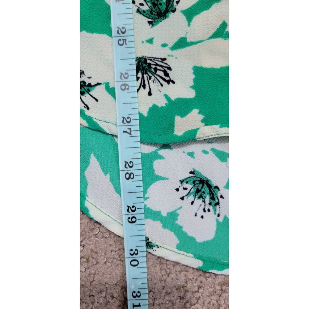 Merona Shirt Top Blouse Women's Medium Button Down Floral Tank Green and Cream - Picture 9 of 9
